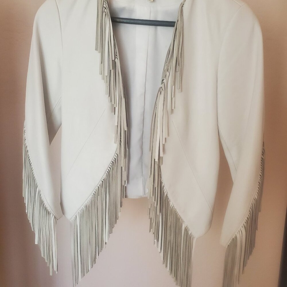 Leather Fringe Blazer